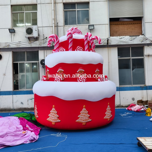 Giant Christmas Themed Tiered Cake Inflatable for Holiday Decor, Durable Advertising Inflatable