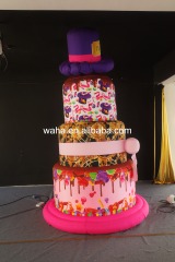 Whimsical Top Hat Cake Inflatable Prop, Promotional Advertising Blow up Inflatable for Birthday & Mall Celebration