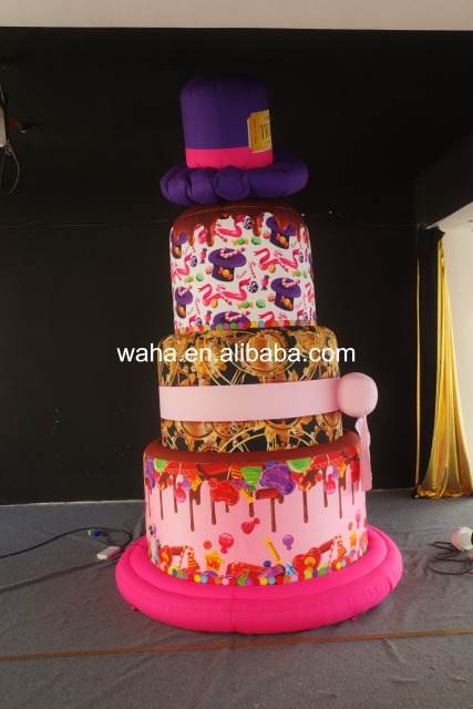 Whimsical Top Hat Cake Inflatable Prop, Promotional Advertising Blow up Inflatable for Birthday & Mall Celebration