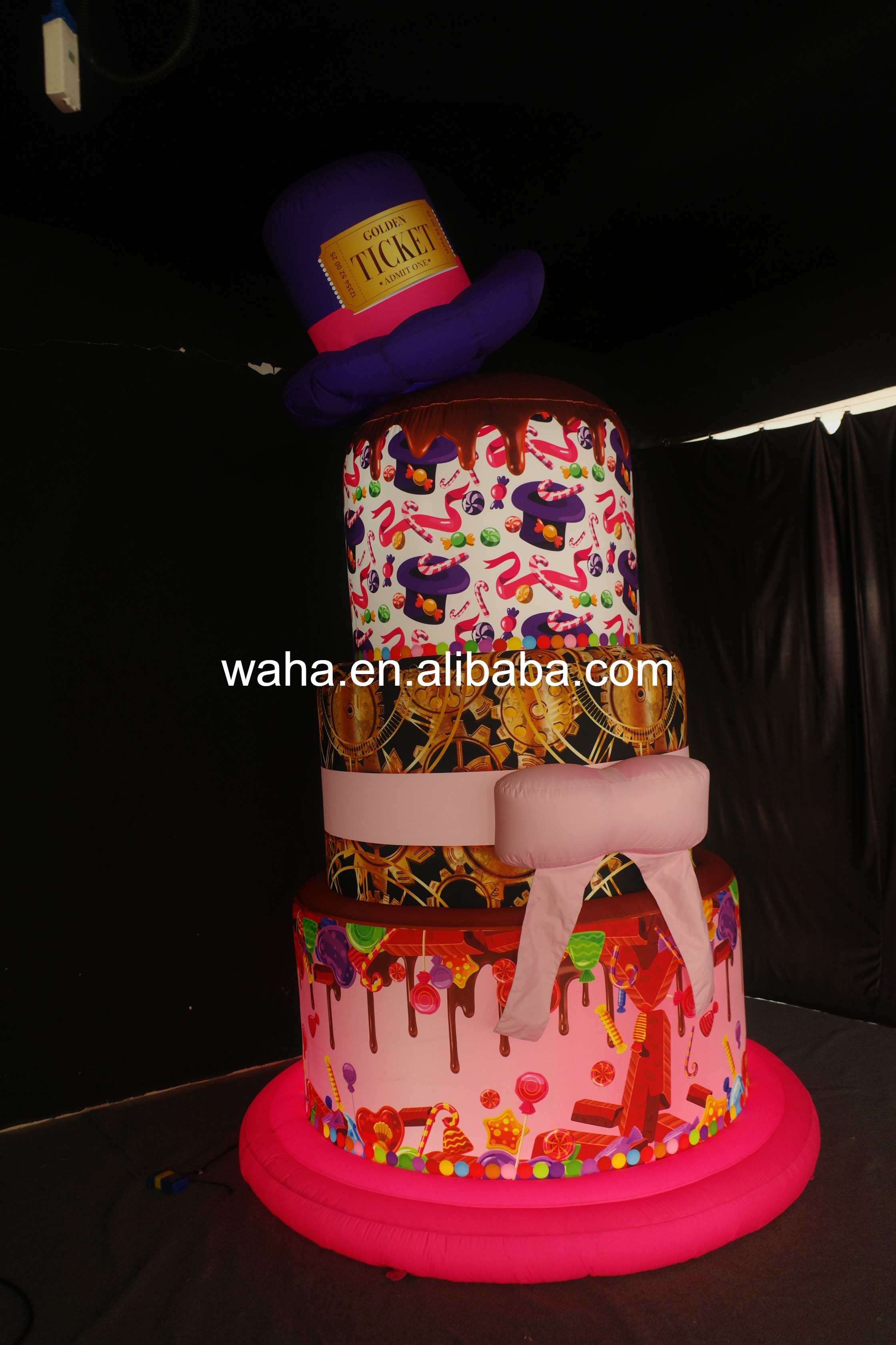 Whimsical Top Hat Cake Inflatable Prop, Promotional Advertising Blow up Inflatable for Birthday & Mall Celebration