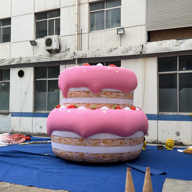 Custom Printed Pink Tiered Cake Inflatable, Personalized Advertising Inflatable for Mall & Birthday Celebration