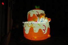 Cute Orange LED Cake Inflatable Prop, Promotional Advertising Blow up Inflatable for Birthday Party & Mall