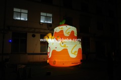 Cute Orange LED Cake Inflatable Prop, Promotional Advertising Blow up Inflatable for Birthday Party & Mall