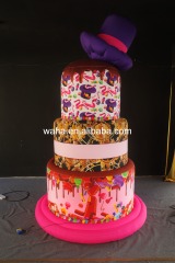 Whimsical Top Hat Cake Inflatable Prop, Promotional Advertising Blow up Inflatable for Birthday & Mall Celebration