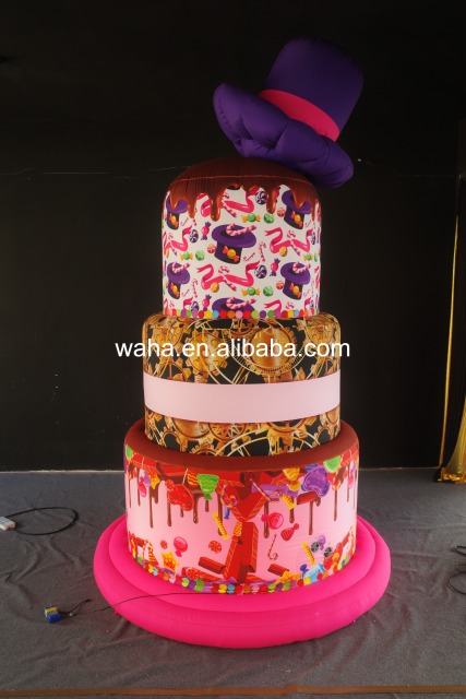 Whimsical Top Hat Cake Inflatable Prop, Promotional Advertising Blow up Inflatable for Birthday & Mall Celebration