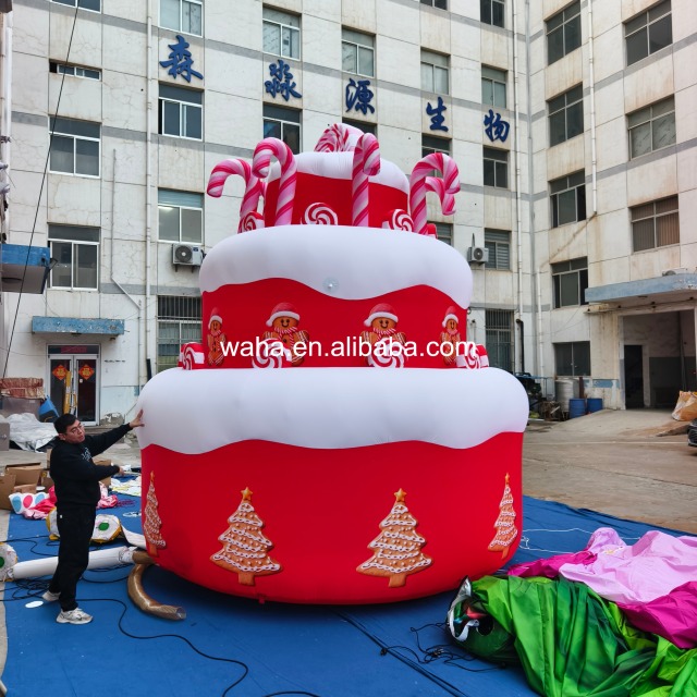 Giant Christmas Themed Tiered Cake Inflatable for Holiday Decor, Durable Advertising Inflatable