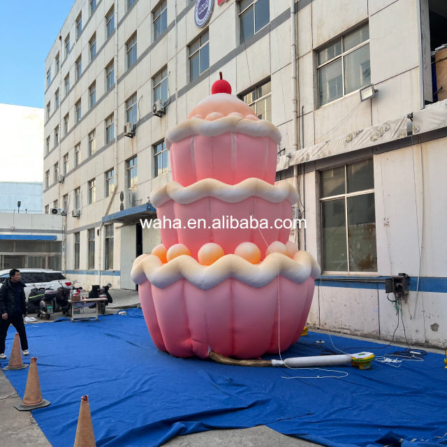Cute Pink Tiered Cake Inflatable Prop, Promotional Advertising Blow up Inflatable for Celebration & Dessert Shop
