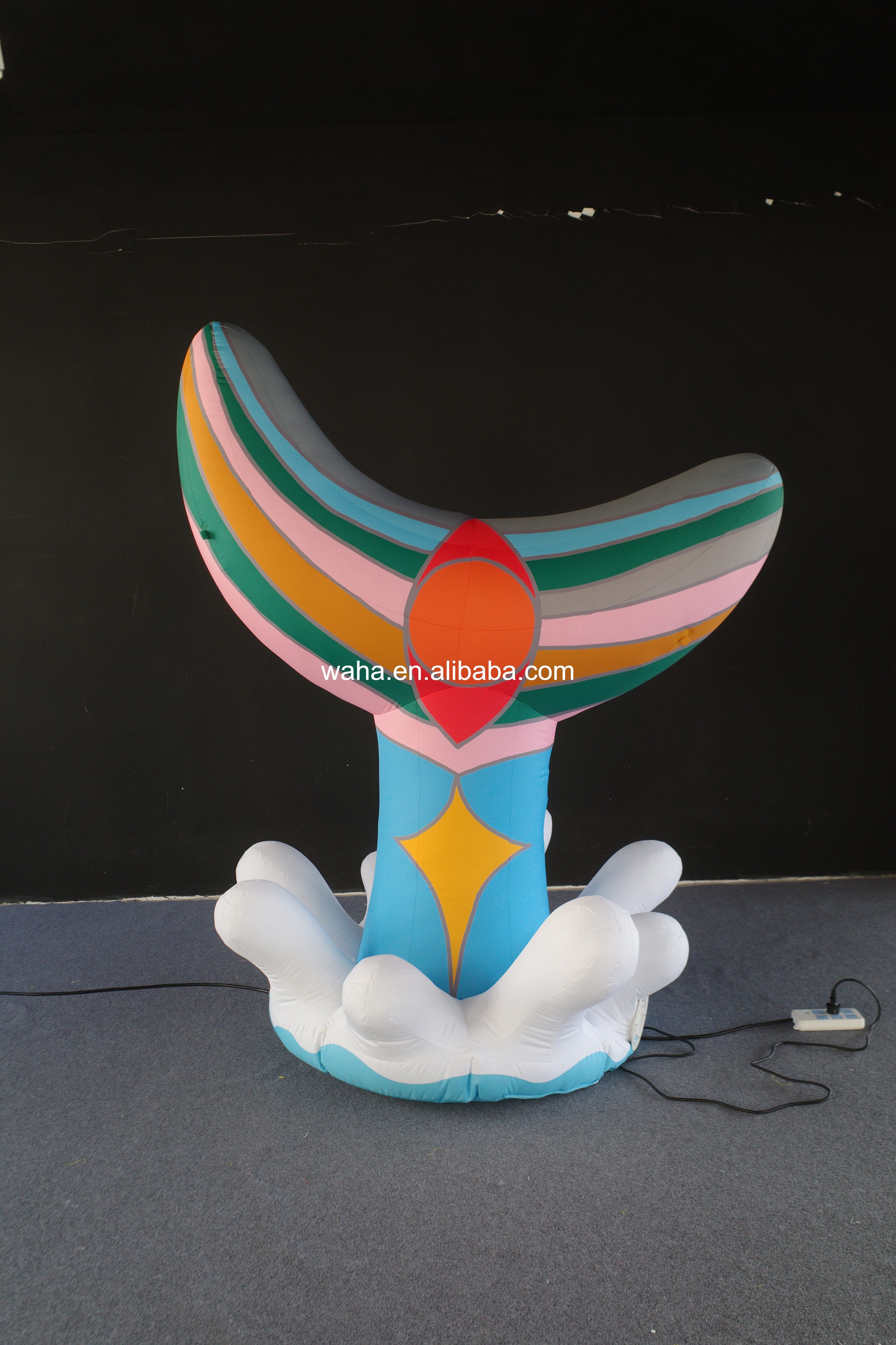 Giant Rainbow Whale Tail Inflatable for Summer Event Decor, Durable Advertising Inflatable