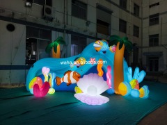 Glowing Beach-Themed Inflatable Arch, Advertising Inflatable for Commercial Decoration & Photo Booth