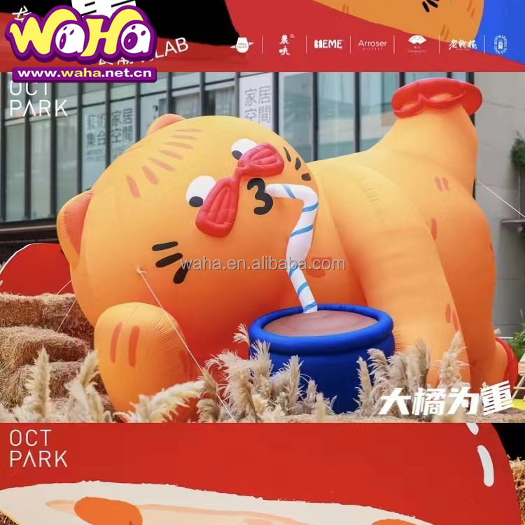 Cute Chubby Cat Inflatable Sculpture, Promotional Advertising Blow up Inflatable for Themed Cafes & Festivals