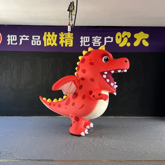 Cartoon Red Dinosaur Inflatable Mascot, Durable Advertising Inflatable for Theme Parks & Children's Events