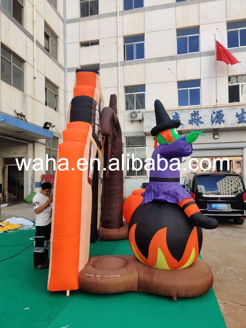 High Quality Halloween Witch & Haunted House Inflatable Arch, Heavy-Duty Advertising Inflatable for Long-Term Outdoor Use