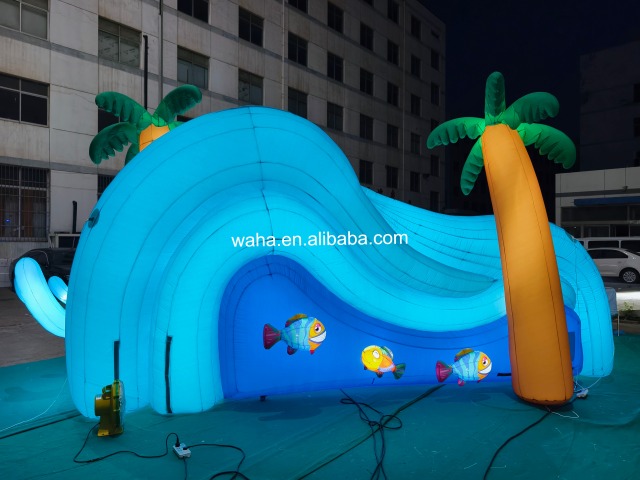 Glowing Beach-Themed Inflatable Arch, Advertising Inflatable for Commercial Decoration & Photo Booth