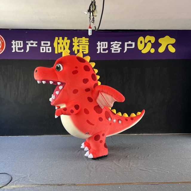 Cartoon Red Dinosaur Inflatable Mascot, Durable Advertising Inflatable for Theme Parks & Children's Events