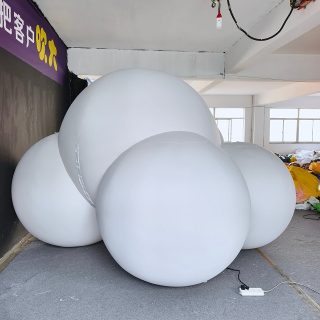 White LED Inflatable Sphere Sculptures, Advertising Inflatable for Commercial Decoration & Photo Booth