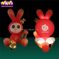 LED Light-Up Cartoon Rabbit Inflatable Mascot, Durable Advertising Inflatable for Lunar New Year & Mall Displays
