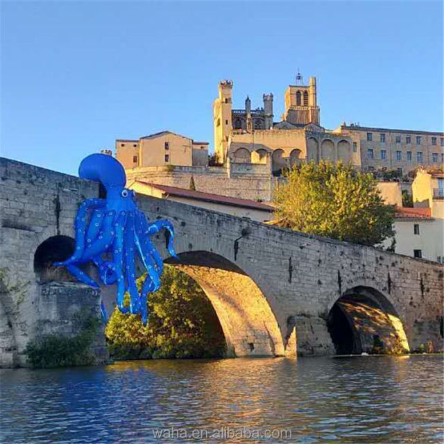 Giant Blue Octopus Inflatable Sculpture, Durable Advertising Inflatable for Ocean Themed Events & Water Parks