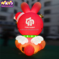 LED Light-Up Cartoon Rabbit Inflatable Mascot, Durable Advertising Inflatable for Lunar New Year & Mall Displays