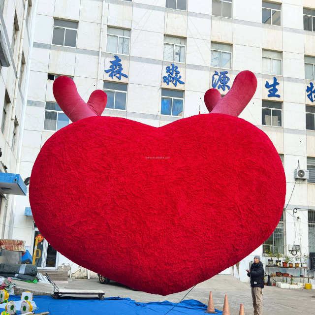 Giant Fluffy Heart Inflatable Sculpture, Promotional Advertising Blow up Inflatable for Love Themed Events & Festivals