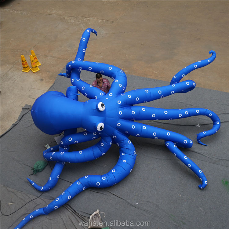 Giant Blue Octopus Inflatable Sculpture, Durable Advertising Inflatable for Ocean Themed Events & Water Parks