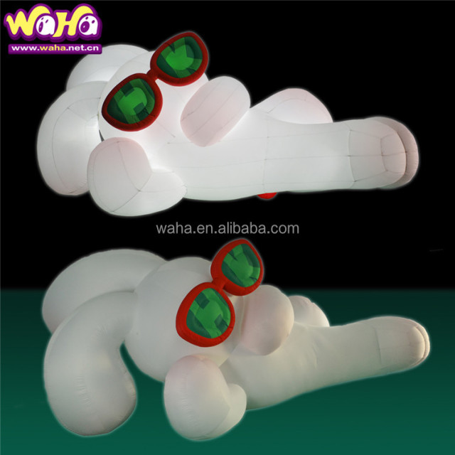 LED Light-Up Cartoon Rabbit Inflatable Mascot, Durable Advertising Inflatable for Lunar New Year & Mall Displays
