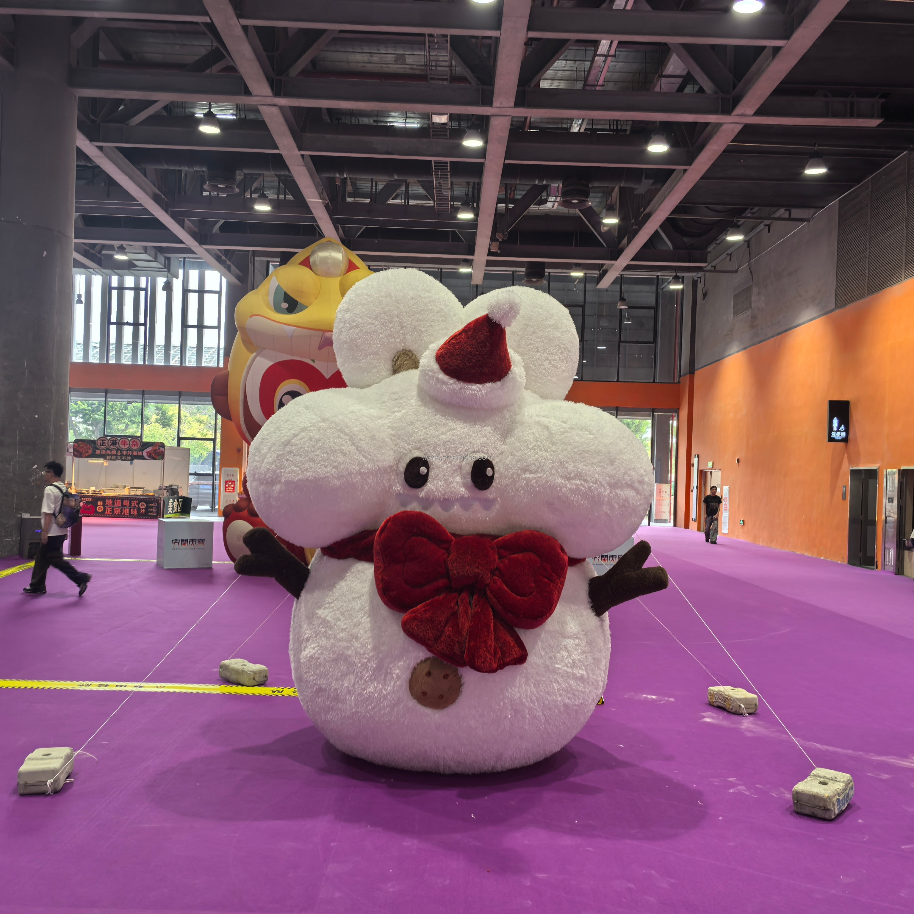 Fluffy Christmas Bunny Inflatable Mascot, Durable Advertising Inflatable for Mall Holiday Displays & Kids' Events