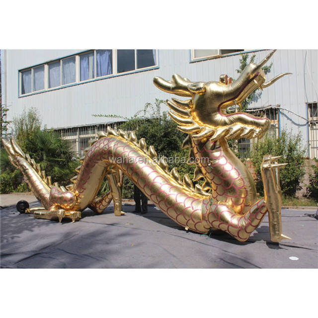 Giant Shiny Gold Dragon Inflatable, Promotional Advertising Blow up Inflatable for Traditional Events & Mall Displays