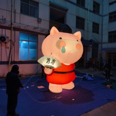 High Quality LED Light Hanfu Pig Inflatable, Heavy-Duty Advertising Inflatable for Long-Term Outdoor Use