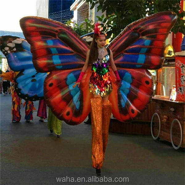 LED Light Butterfly Inflatable Costume, Promotional Butterfly Wings for Festival & Carnival