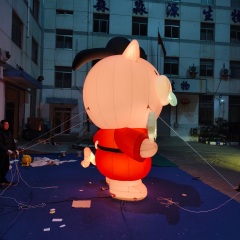 High Quality LED Light Hanfu Pig Inflatable, Heavy-Duty Advertising Inflatable for Long-Term Outdoor Use