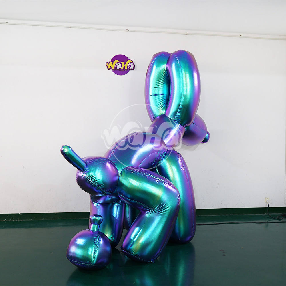 Custom Printed Holographic Balloon Dog, Personalized Inflatable for Art Exhibitions & Parties