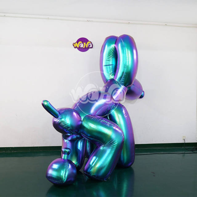 Custom Printed Holographic Balloon Dog, Personalized Inflatable for Art Exhibitions & Parties