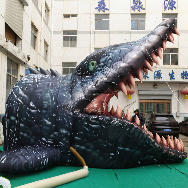 Giant Inflatable Dinosaur Mouth Tunnel, Realistic T-Rex/Monster Head Inflatable Arch for Events