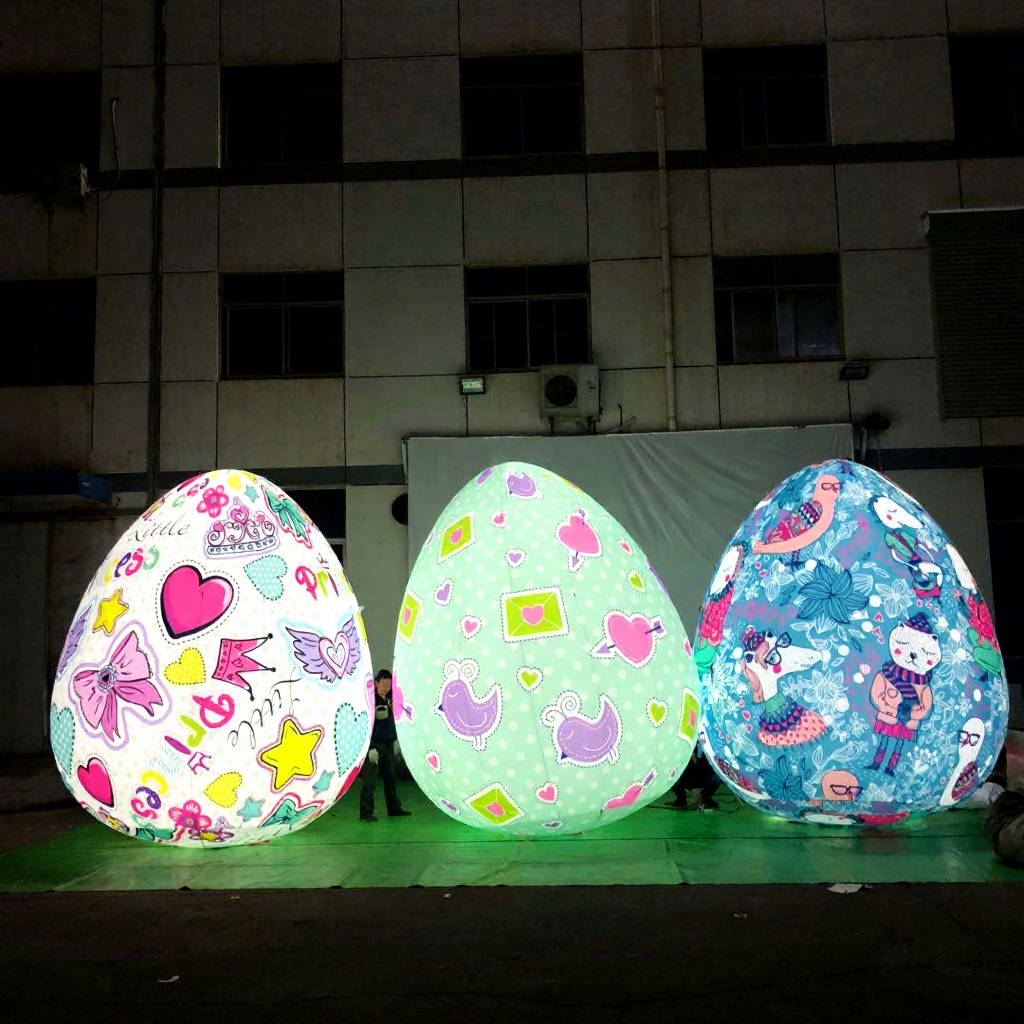 LED Light Easter Egg Inflatables, Promotional Glowing Eggs for Mall & Festival Decor