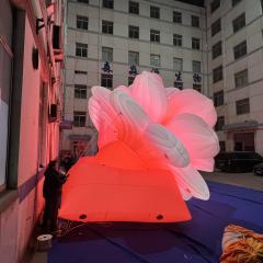 3D Giant Color Changing Inflatable LED Flower Custom Luminous Floral Model for Outdoor Night Commercial Advertising