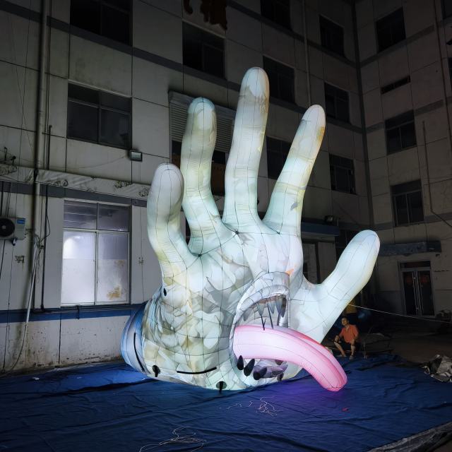 Customized Luminous Inflatable Ghost Hand Giant LED Monster Hand for Night Time Haunted House Decor