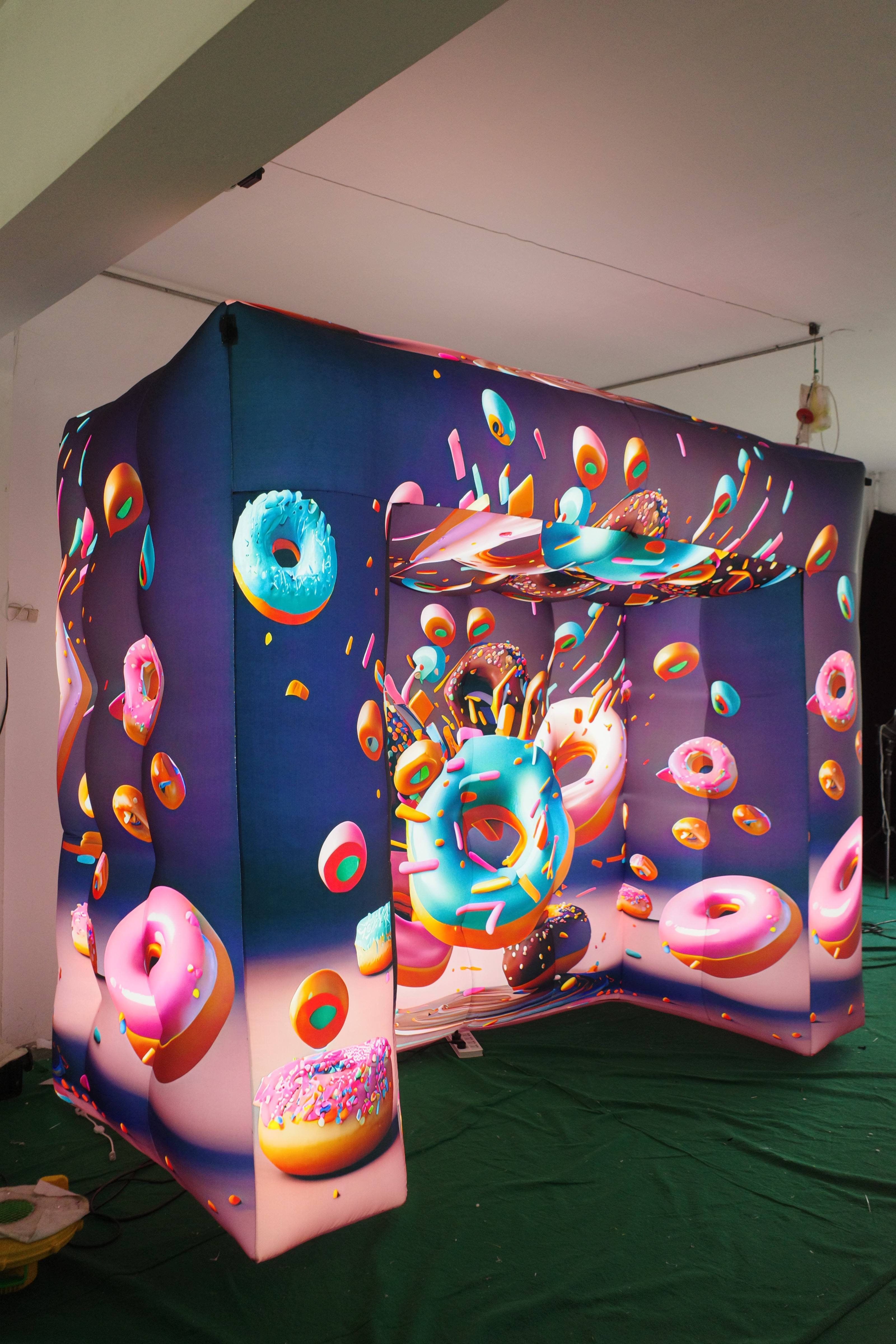 High Quality Full Printed Inflatable Donut Pattern Tent for Sweet Themed Exhibition & Commercial Landscaping