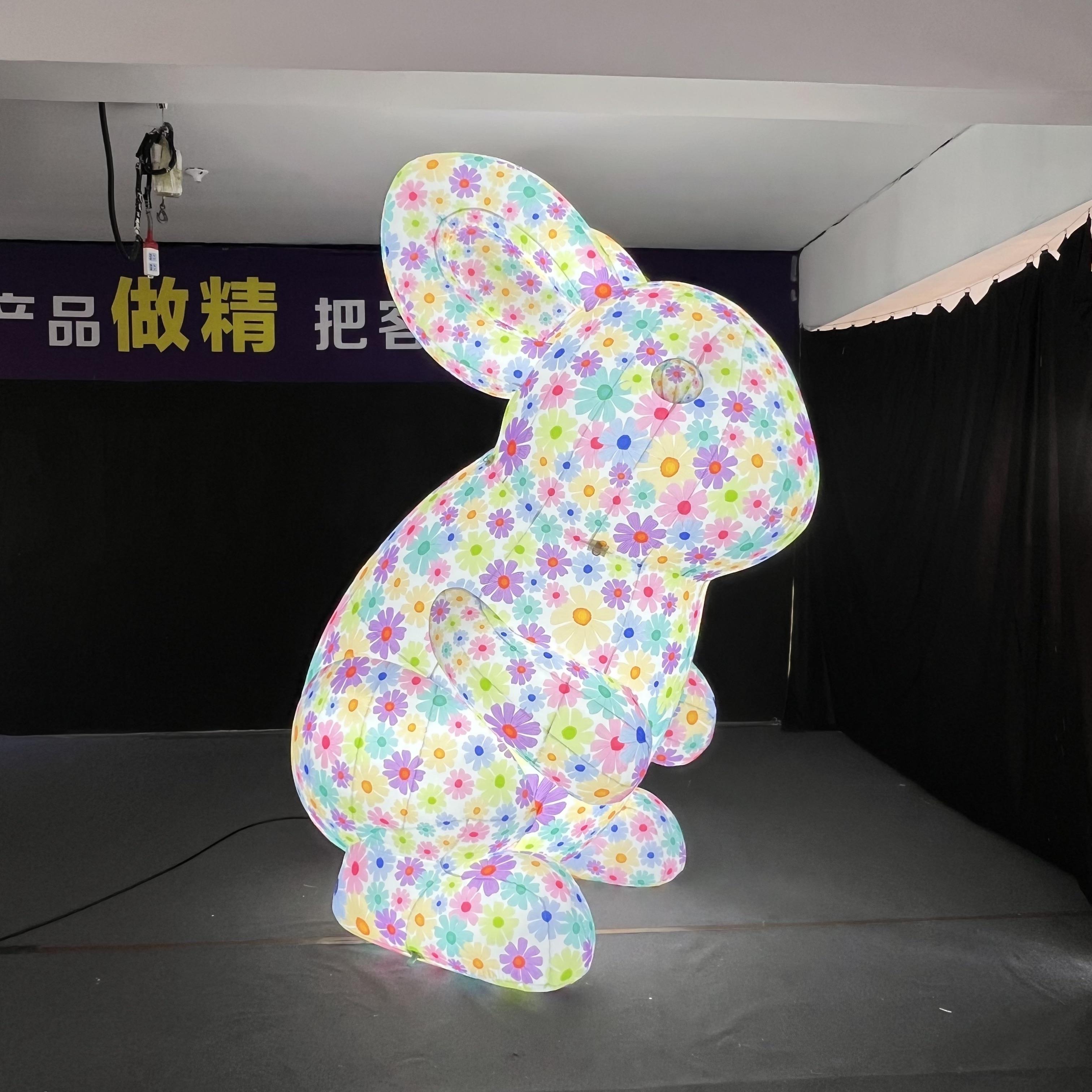 Waterproof Giant Floral Pattern Inflatable Bunny for Easter Celebration Shopping Mall Opening & Outdoor Exhibition