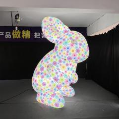 Waterproof Giant Floral Pattern Inflatable Bunny for Easter Celebration Shopping Mall Opening & Outdoor Exhibition