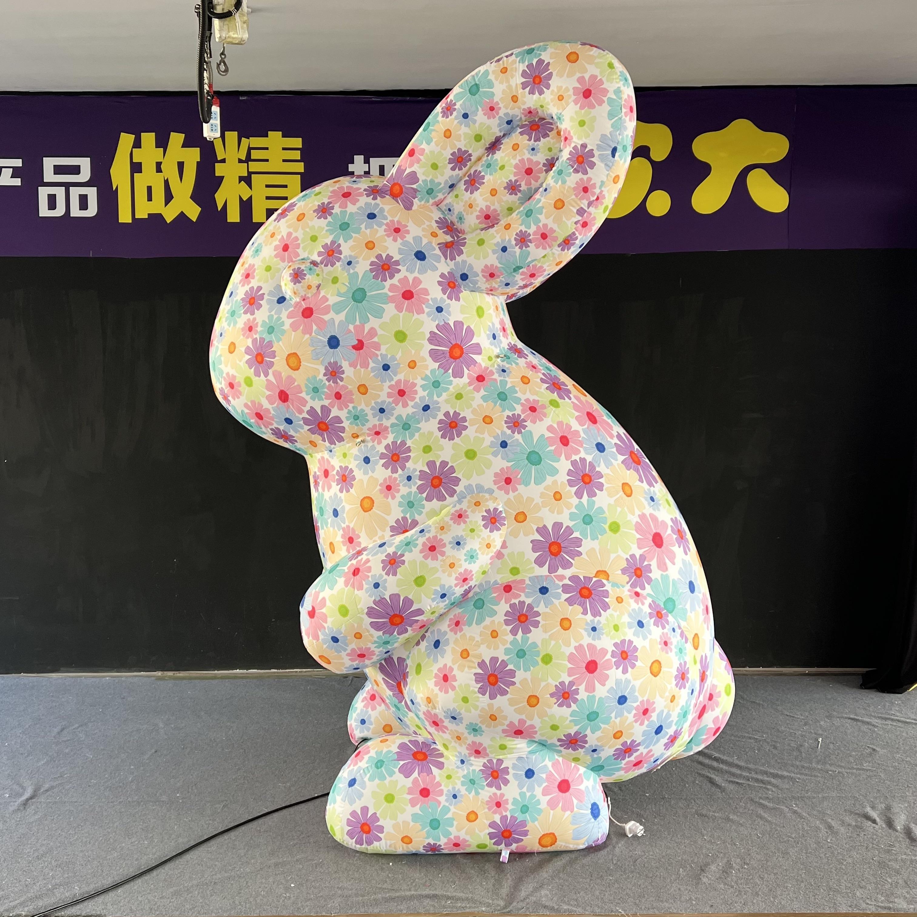 Waterproof Giant Floral Pattern Inflatable Bunny for Easter Celebration Shopping Mall Opening & Outdoor Exhibition