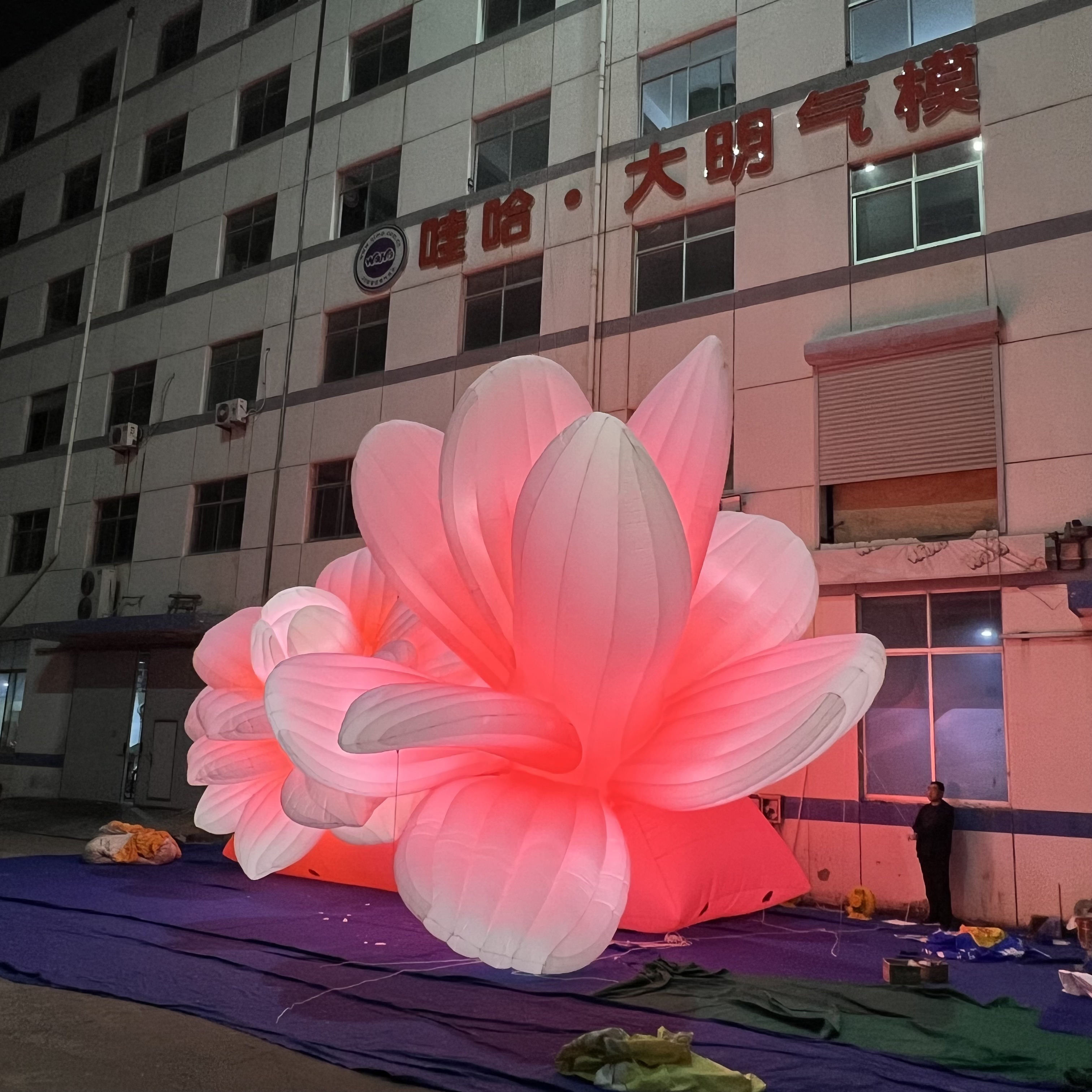 3D Giant Color Changing Inflatable LED Flower Custom Luminous Floral Model for Outdoor Night Commercial Advertising