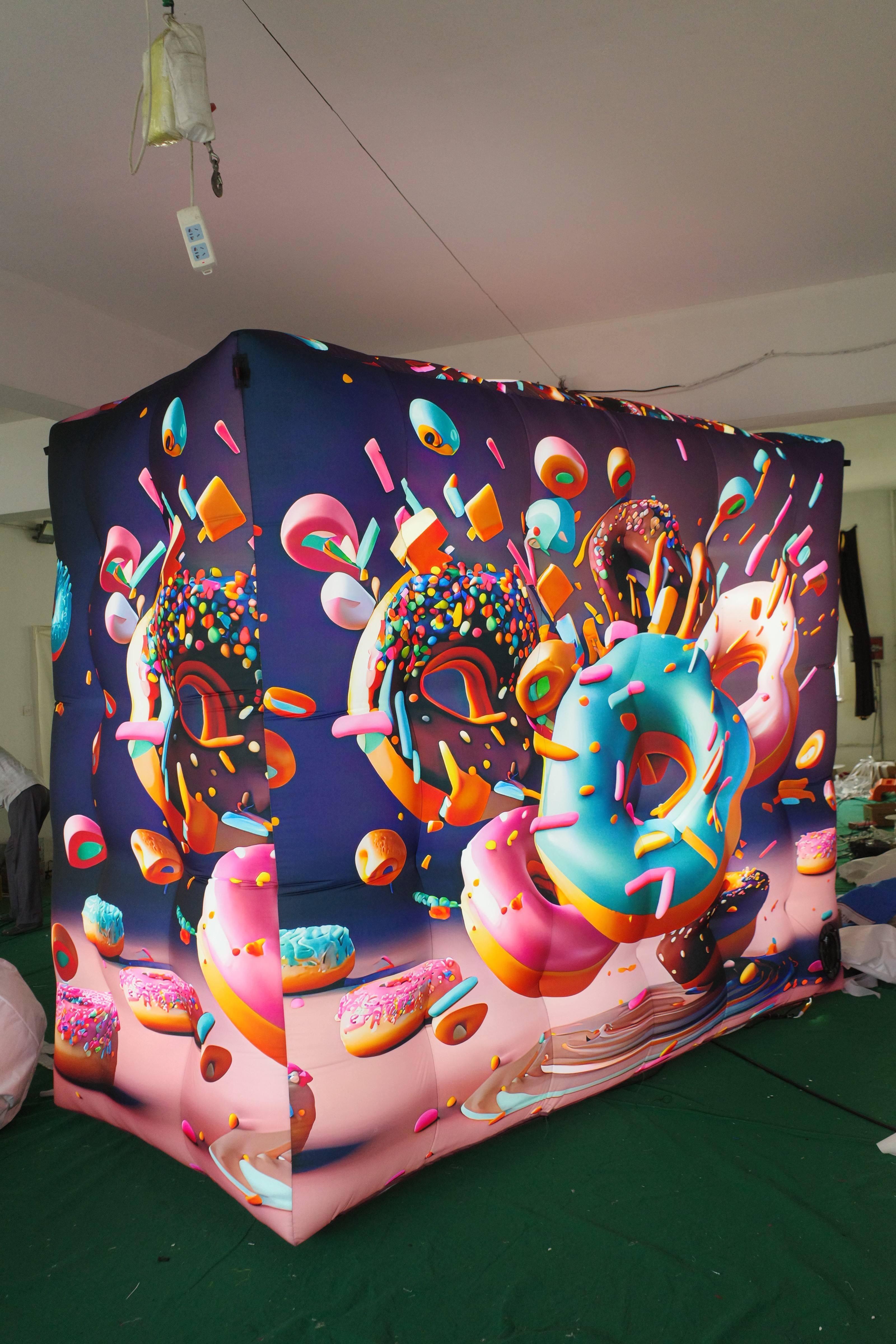 High Quality Full Printed Inflatable Donut Pattern Tent for Sweet Themed Exhibition & Commercial Landscaping