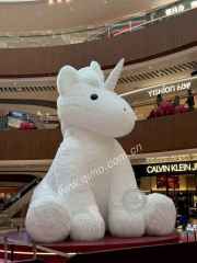 Custom Plush Textured Inflatable White Unicorn Mascot for Christmas Carnival & Festival Promotion