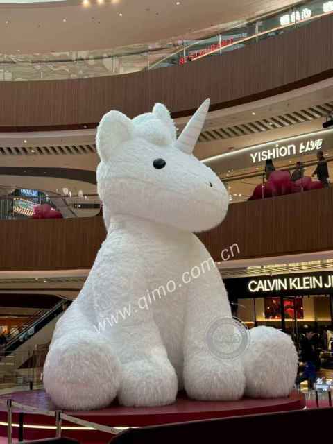 Custom Plush Textured Inflatable White Unicorn Mascot for Christmas Carnival & Festival Promotion