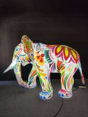 3D Giant LED Light up Inflatable Ethnic Pattern Colorful Elephant Custom Wildlife Model | Inflatable Factory
