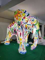 3D Giant LED Light up Inflatable Ethnic Pattern Colorful Elephant Custom Wildlife Model | Inflatable Factory
