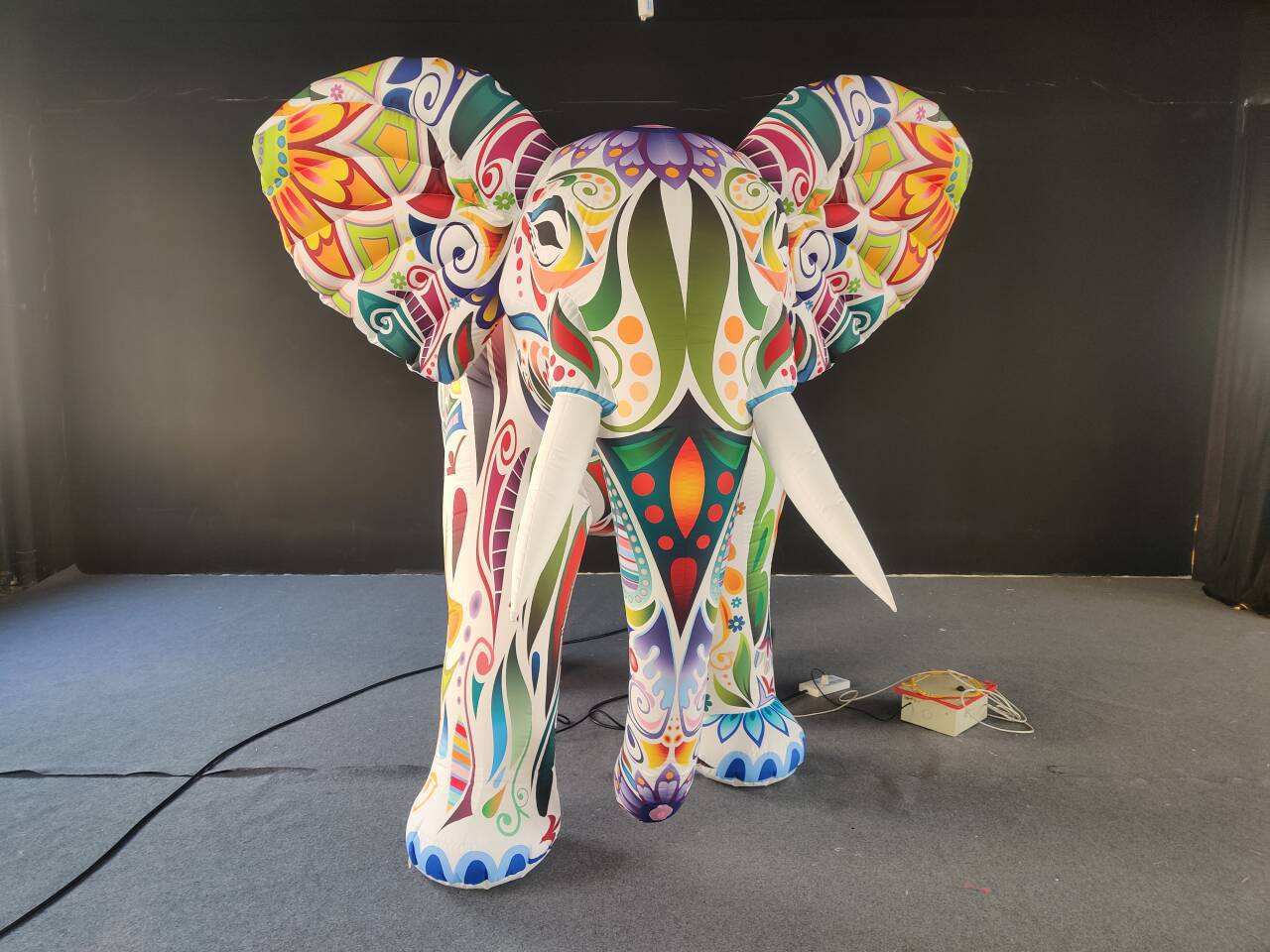 3D Giant LED Light up Inflatable Ethnic Pattern Colorful Elephant Custom Wildlife Model | Inflatable Factory