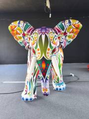 3D Giant LED Light up Inflatable Ethnic Pattern Colorful Elephant Custom Wildlife Model | Inflatable Factory