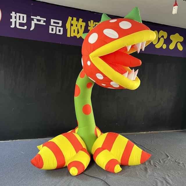 Waterproof Giant Inflatable Cartoon Big Mouth Flower for Halloween Carnival Amusement Park Outdoor Decor