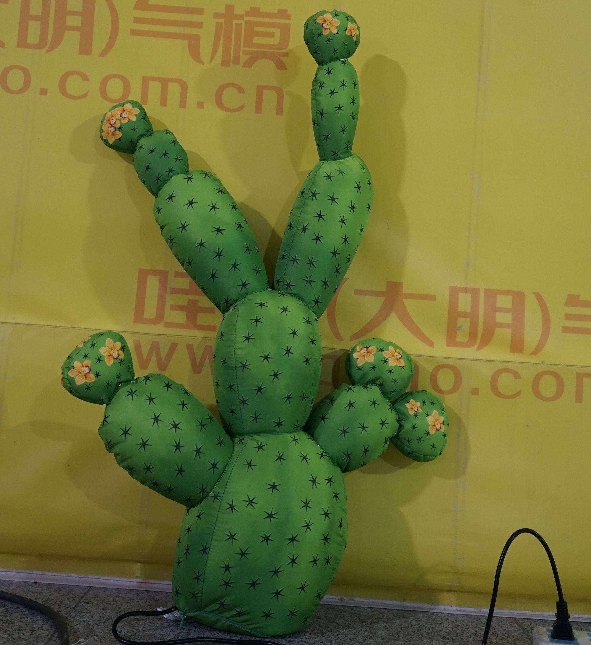 LED Illuminated Cactus Inflatable Sculpture for Mall Display Decoration | OEM Inflatable Factory
